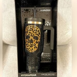 🔹️Hydrapeak🔹️ LIMITED EDITION 40oz Voyager Cheetah Skull Bling Black Gold
